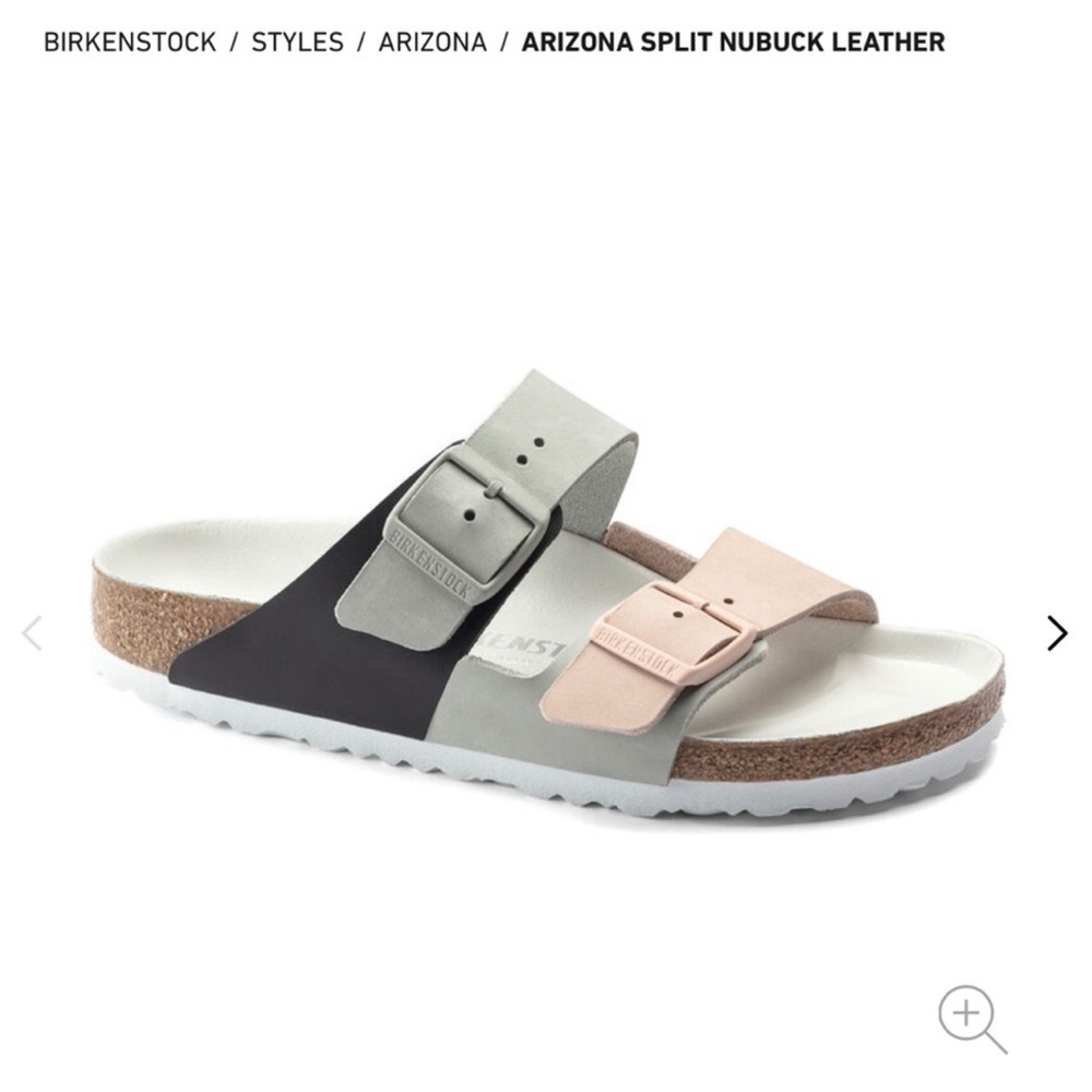 Birkenstocks: Arizona Split, Nubuck Leather, Mineral/Light Rose, Size 37